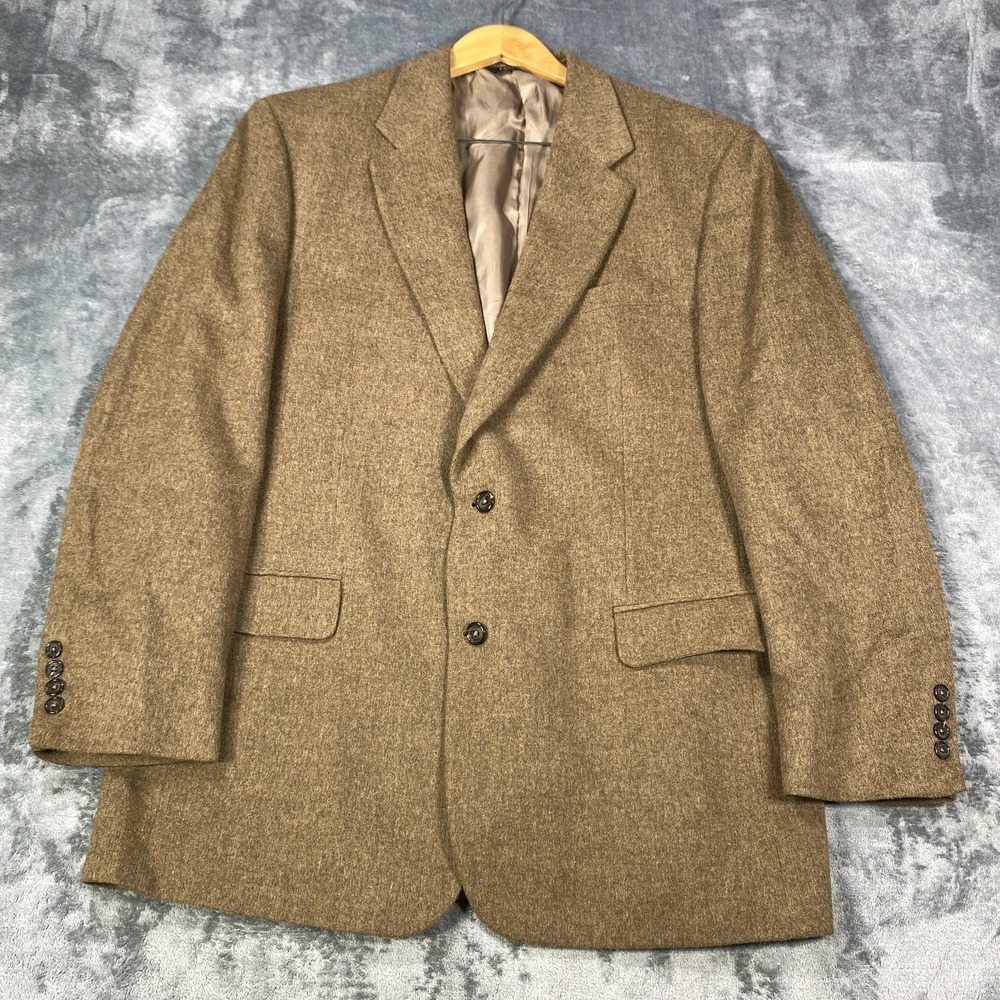 Jos A Bank Blazer Jacket Mens 46L 100% Camel Hair Sport Coat Tan Beige 2 Button